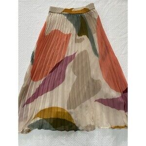 Live 4 Truth Pleated Midi Skirt Small Abstract Watercolor Print Boho Artsy